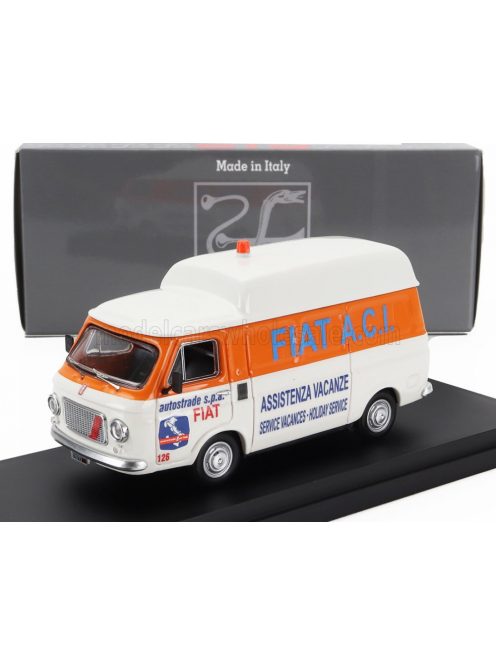 Rio-Models - FIAT 238 TETTO ALTO VAN ACI ASSISTENZA VACANZE 1970 WHITE ORANGE