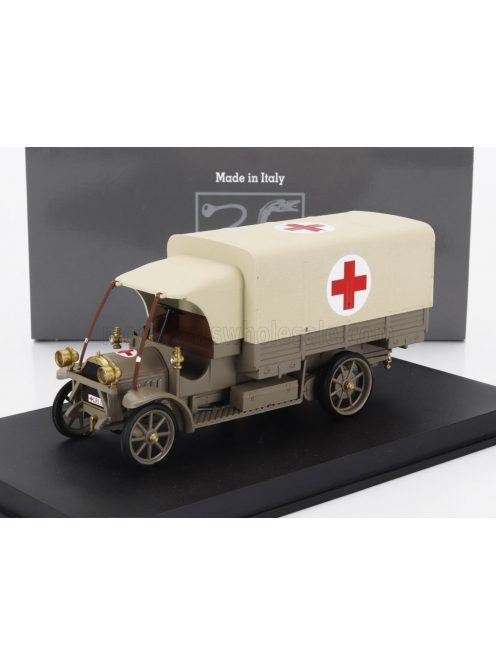 Rio-Models - FIAT 18BL TRUCK TELONATO AMBULANZA C.R.I. 1915 - 160th ANNIVERSARIO CROCE ROSSA ITALIANA MILITARY GREEN