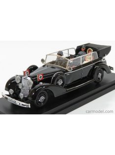   Riomodels - Mercedes Benz 770K Cabriolet With Adolf Hitler - Eva Braun - Ss Military - Graduated Driver - 1942 - Exclusive Carmodel Military Black