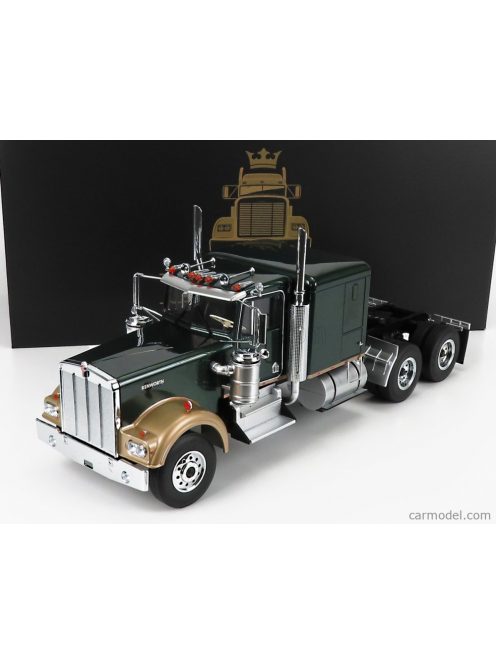 Road-Kings - Kenworth W900 Tractor Truck 3-Assi 1989 Dark Green Met Gold Met