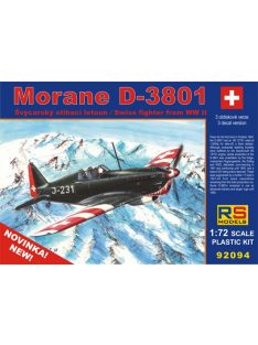   RS Models - Plastikový model letadla 1/72 Morane D-3801    3 decal v. for Switzerland