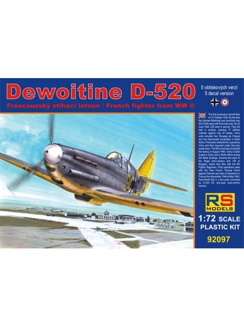 RS Models - Plastikový model letadla 1/72 Dewoitine D-520 Luftwaffe  5 decal v. for Luftwaffe, France