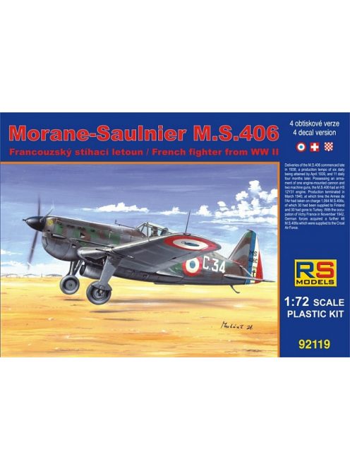 RS Models - Plastikový model letadla 1/72 Morane Saulnier MS.406 France  4 decal v. for France, Switzerland, Cro