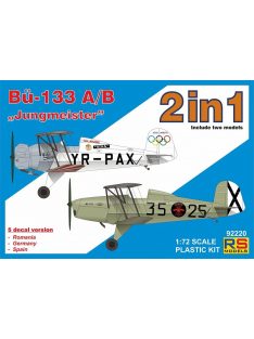   RS Models - Plastikový model letadla 1/72 Bücker 133 A/B "Jungm." double kit 5 decal v. for Romania, Germany, Sp