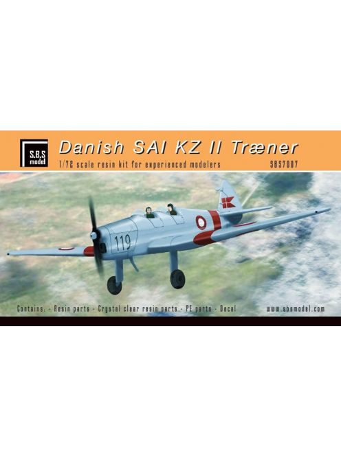 SBS Model - 1/72 Danish SAI KZ-II Træner - Resin+PE+decal - Full resin kit