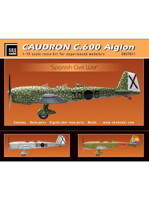 SBS Model - 1/72 Caudron 600 'Spanish Civil War' - Resin+PE+decal - Full resin kit