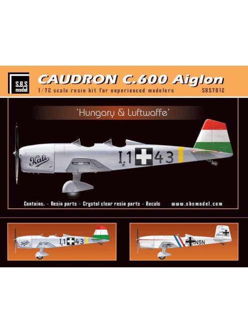 SBS Model - 1/72 Caudron 600 'Luftwaffe & Hungary' - Resin+PE+decal - Full resin kit