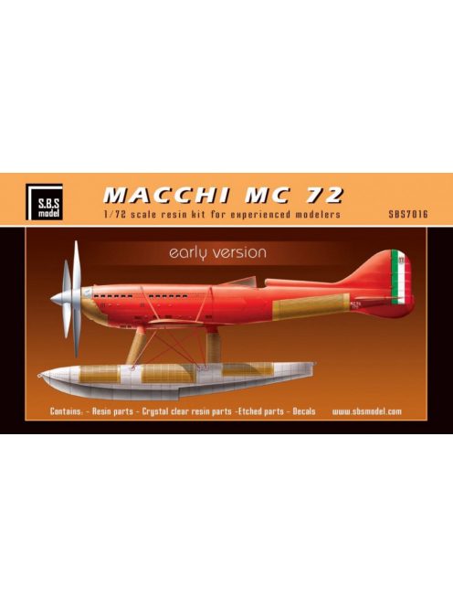 SBS Model - 1/72 Macchi MC 72 'Early Version' - Resin+PE+decal - Full resin kit