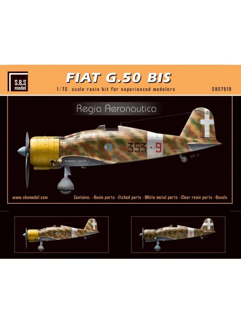 SBS Model - 1/72 Fiat G.50 BIS 'Regia Aeronautica' - Resin+PE+decal - Full resin kit