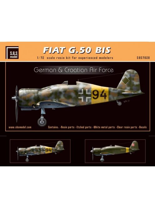 SBS Model - 1/72 Fiat G.50 BIS 'German & Croatian Air Force' - Resin+PE+decal - Full resin kit