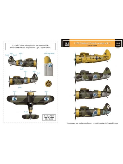 SBS Model - 1/48 Polikarpov I-153 Finnish Air Force WW II VOL.II - Decals for ICM