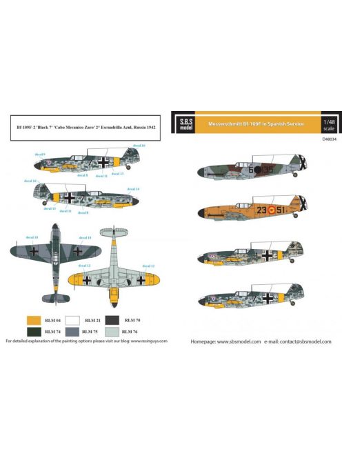 SBS Model - 1/48 Messerschmitt Bf-109F Spanish Air Force - Decals 