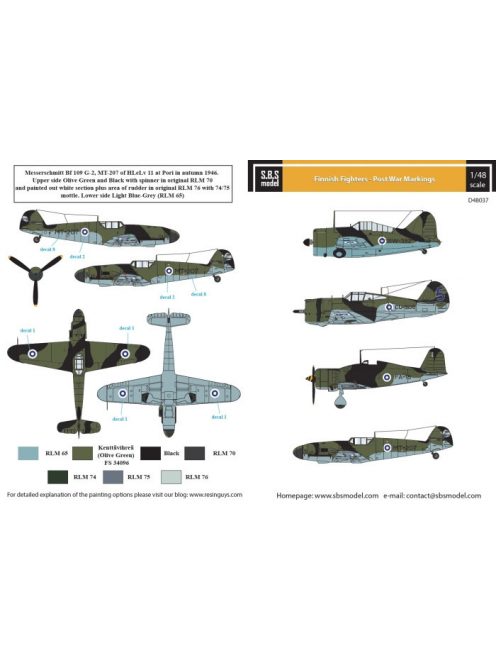 SBS Model - 1/48 Finnish Fighters - Post War Markings - Decals