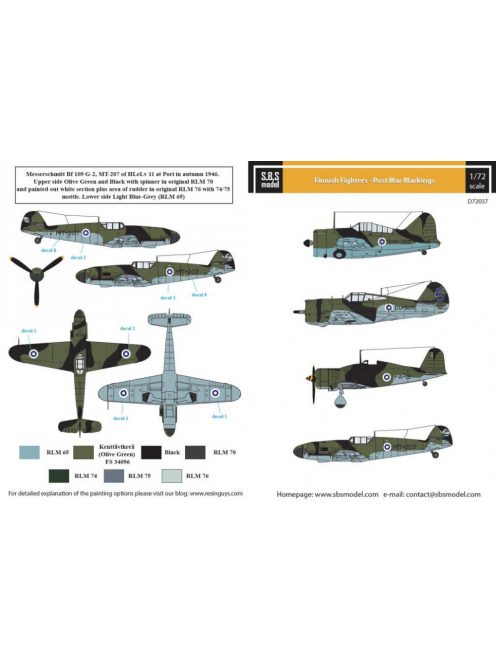 SBS Model - 1/72 Finnish Fighters - Post War Markings - Decals