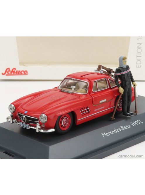 Schuco - Mercedes Benz 300Sl Coupe Gullwing (W198) 1954 - Con Sci - With Figure And Ski Red