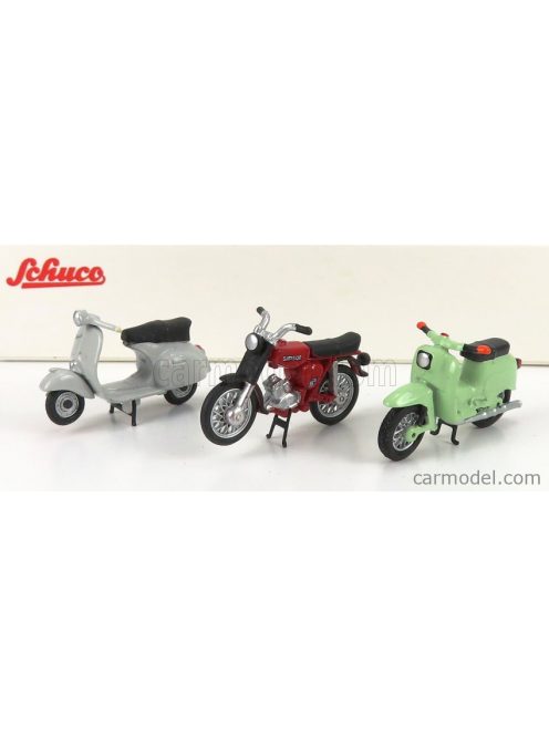 Schuco - Piaggio Set 3X Motorcycle Vespa 150 Gs 1958 - Schwalbe Kr51/1 1968 - Ks50 Super Sport 1950 Various