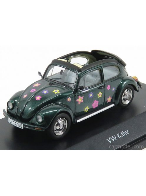 Schuco - Volkswagen Beetle Kafer Blumen Cabriolet Open 1958 Green Met