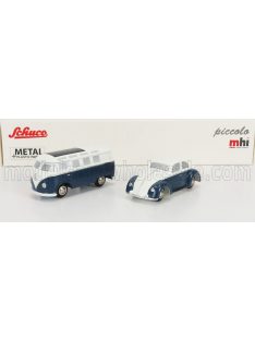   Schuco - VOLKSWAGEN SET 2X KAFER BEETLE + T1 MINIBUS SAMBA 1955 WHITE BLUE