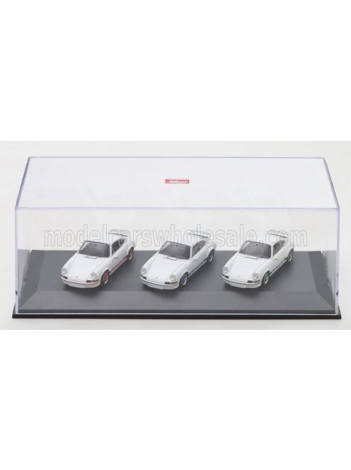 Schuco - PORSCHE SET 3X 911 CARRERA RS 2.7 COUPE 1973 - 50th ANNIVERSARY WHITE RED BLUE GREEN