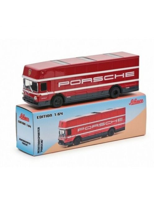 Schuco - 1:64 Mercedes Race Car Transporter Porsche Red