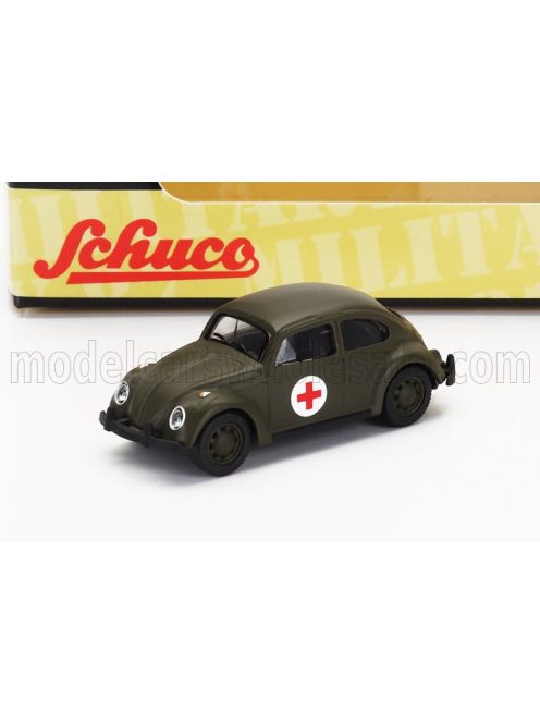 Schuco - VOLKSWAGEN BEETLE KAFER MAGGIOLINO UNITE MEDICAL ARMEE ALLEMANDE AMBULANCE 1955 MILITARY GREEN