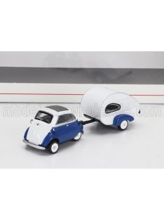 Schuco - BMW ISETTA WITH CARAVAN 1955 BLUE WHITE