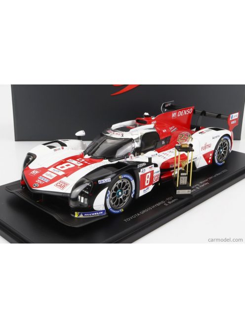 Spark-Model - Toyota Gr010 3.5L Turbo Hybrid V6 Team Toyota Gazoo Racing N 8 Winner 24H Le Mans 2022 S.Buemi - B.Hartley - R.Hirakawa - Con Vetrina - With Showcase White Red Grey