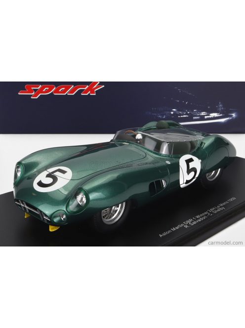 Spark-Model - Aston Martin Dbr1 3.0L Spider Team David Brown Racing Dept. N 5 Winner 24H Le Mans 1959 R.Salvadori - C.Shelby - Con Vetrina - With Showcase Green