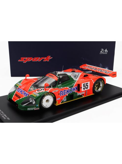 Spark - MAZDA 787B 2.6L TEAM MAZDASPEED CO. LTD. N 55 WINNER 24h LE MANS 1991 B.GACHOT - J.HERBERT - V.WEIDLER - CON VETRINA - WITH SHOWCASE ORANGE GREEN SILVER