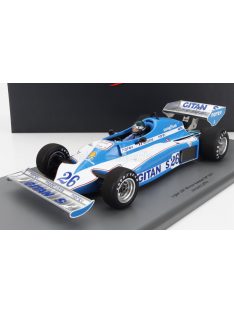   Spark - LIGIER F1  JS7 N 26 WINNER GP SWEDEN 1977 JACQUES LAFFITE - CON VETRINA - WITH SHOWCASE - SPECIAL BOX LIGHT BLUE WHITE