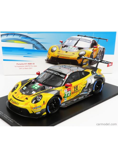 Spark-Model - Porsche 911 991-2 4.2L Rsr-19 Team Hubauto Racing N 72 24H Le Mans 2021 M.Martin - A.Parente - D.Vanthoor Yellow Grey