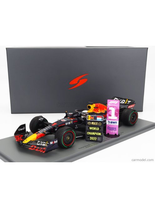 Spark-Model - Red Bull F1  Rb18 Team Oracle Red Bull Racing N 1 Winner Japan Gp With Pit Board World Champion 2022 Max Verstappen Matt Blue Yellow Red