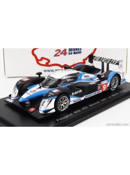 Spark-Model - Peugeot 908 Hdi Fap 5.5L Turbo V12 Team Peugeot Sport Total N 9 Winner 24H Le Mans 2009 D.Brabham - M.Gene - A.Wurz Black Blue Silver