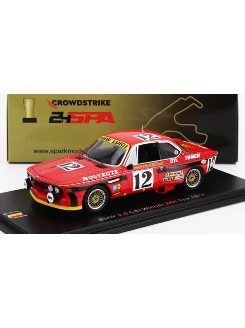 Spark - BMW 3.0 CSi TEAM LUIGI RACING N 12 WINNER 24h SPA 1974 JEAN XHENCEVAL - ALAIN PELTIER - PIERRE DIEUDONNE RED