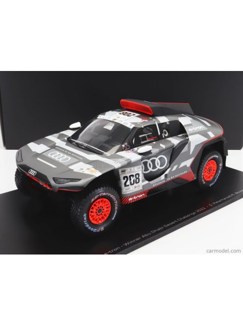 Spark-Model - Audi Q E-Tron Rs Team Audi Sport N 208 Winner Abu Dhabi Desert Challenge 2022 S.Peterhansel - E.Boulanger Grey Silver Black