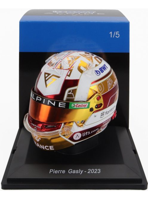 Spark - BELL HELMET F1  CASCO HELMET RENAULT A523 TEAM BWT ALPINE N 10 SEASON 2023 PIERRE GASLY WHITE GOLD RED