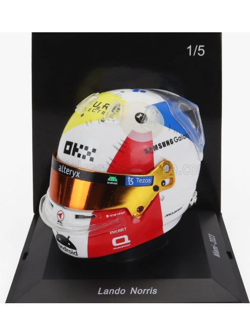 Spark - BELL HELMET F1  CASCO HELMET McLAREN MCL60 TEAM McLAREN N 4 MIAMI GP 2023 LANDO NORRIS WHITE RED BLUE YELLOW