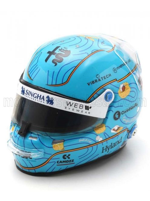 Spark - BELL HELMET F1  CASCO HELMET ALFA ROMEO C43 TEAM STAKE N 77 BELGIUM GP 2023 VALTTERI BOTTAS LIGHT BLUE