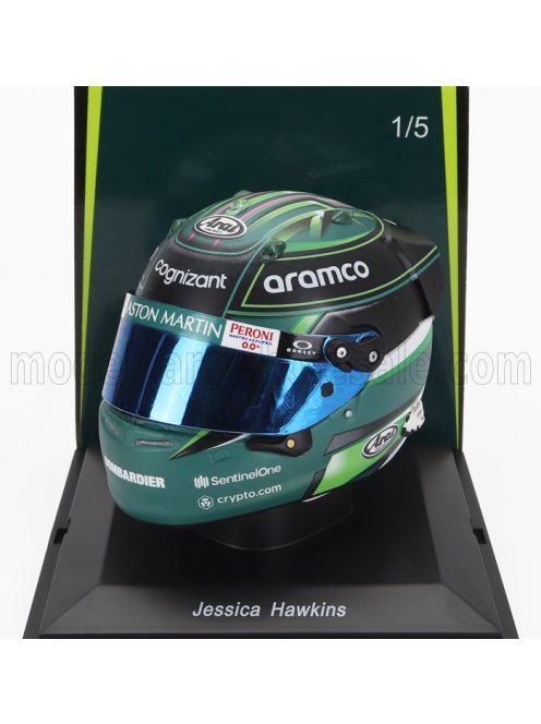 Spark - BELL HELMET F1  CASCO HELMET ASTON MARTIN AMR23 TEAM ARAMCO COGNIZANT N 0 F1 TEST 2023 JESSICA HAWKINS GREEN