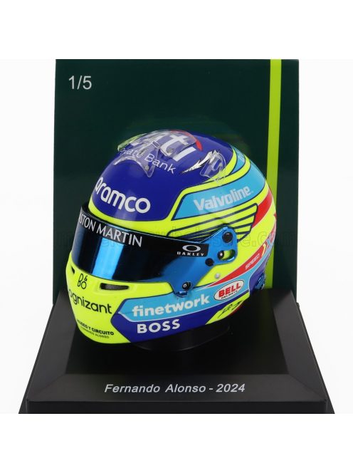 Spark - BELL HELMET CASCO HELMET F1 FERNANDO ALONSO TEAM ASTON MARTIN ARAMCO COGNIZANT N 14 SEASON 2024 YELLOW BLUE