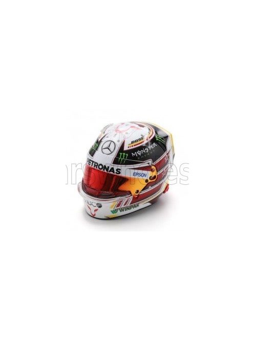 Spark - BELL HELMET CASCO HELMET F1 LEWIS HAMILTON WORLD CHAMPION TEAM AMG PETRONAS W09 N 44 4th MEXICO GP 2018 WHITE BLACK RED