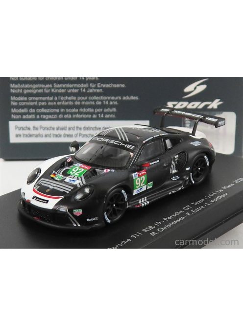 Spark-Model - Porsche 911 991-2 Rsr Team Porsche Gt N 92 24H Le Mans 2020 M.Christensen - K.Estre - L.Vanthoor Black