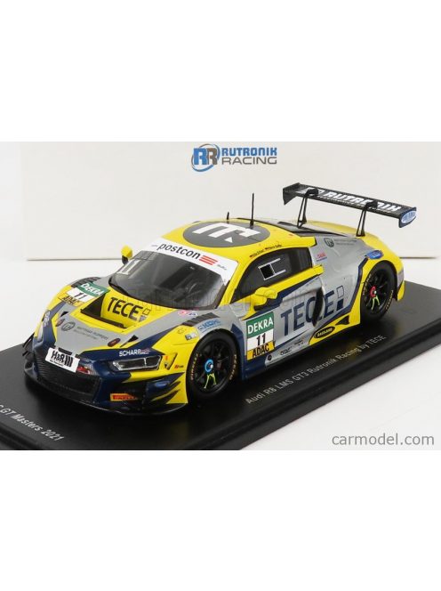 Spark-Model - Audi R8 Lms Gt3 Team Tece Rutronik Racing N 11 Adac Gt Masters Oschersleben 2021 E.Erhart - P.Kaffer Yellow Matt Grey