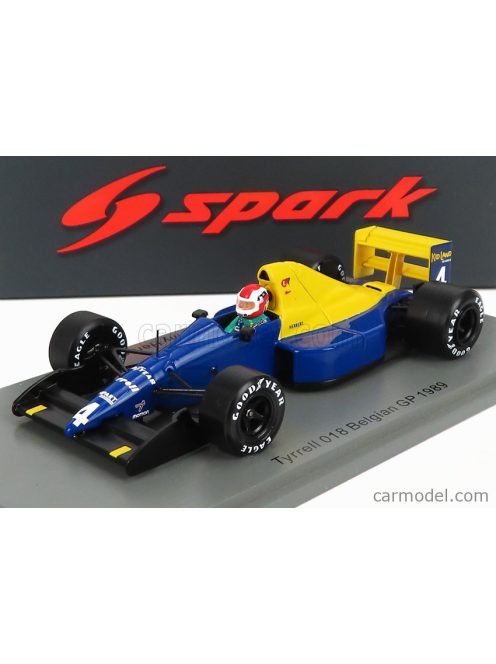 Spark-Model - Tyrrell F1 018 N 4 Belgium Gp 1989 J.Herbert Blue Yellow