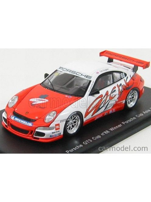 Spark-Model - Porsche 911 997 Gt2Cup N 88 Winner Asia Cup 2007 T.Sugden Orange White