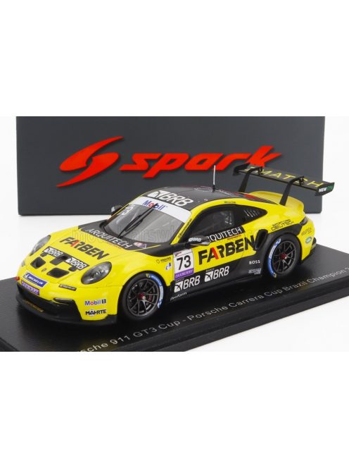 Spark - PORSCHE 911 991-2 GT3 TEAM FARBEN N 73 CHAMPION BRAZILIAN PORSCHE CARRERA CUP SEASON 2022 E.ELIAS YELLOW BLACK