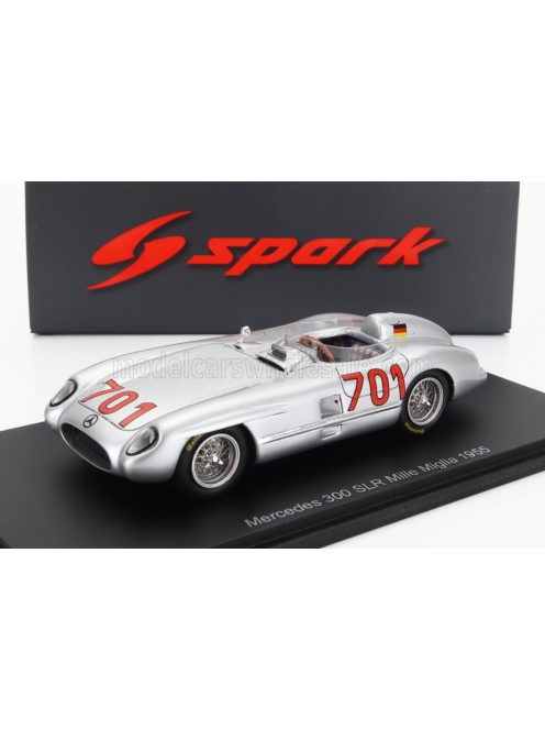 Spark - MERCEDES BENZ 300 SLR 3.0L S8 TEAM DAIMLER-BENZ AG N 701 MILLE MIGLIA 1955 K.KLING SILVER