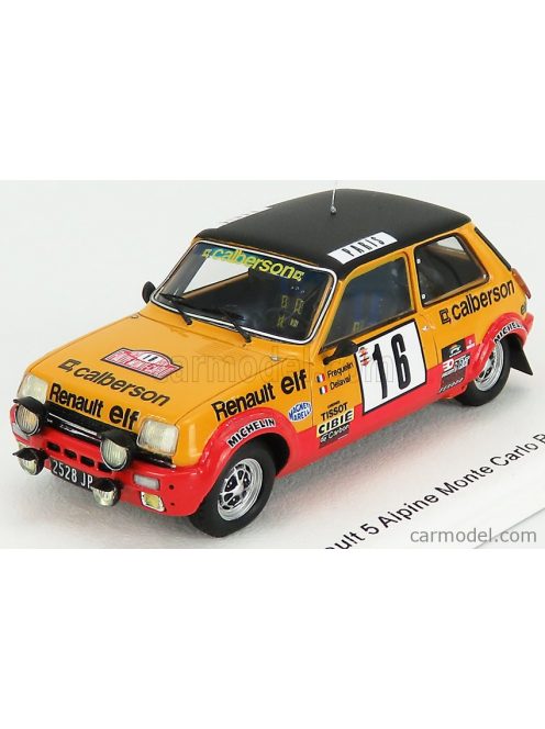 Spark-Model - Renault R5 Alpine N 16 Rally Montecarlo 1979 G.Frequelin - J.Delaval Yellow Red Matt Black