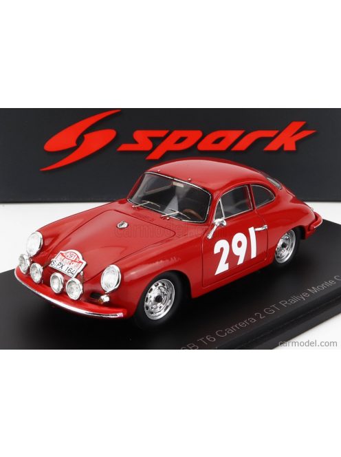 Spark-Model - Porsche 356B T6 Carrera 2 Gt N 291 Rally Montecarlo 1963 H.J.Walter - E.Stock Red