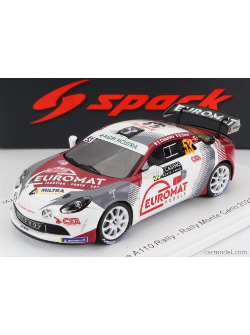 Spark-Model - Renault Alpine A110 Rally N 53 Rally Montecarlo 2022 C.Casanova D.Corvi White Red